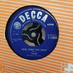 THEM, here comes the night, B side all for myself, F 12094, 7" single