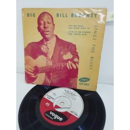 BIG BILL BROONZY - SINGS THE BLUES, hey! bud blues and baby please don't go, B side down by the riverside and kind hearted blues, EPV 1024, 7" EP