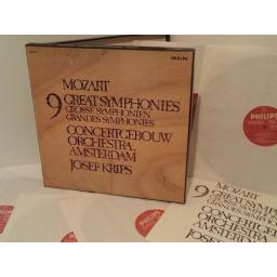 MOZART, CONCERTGEBOUW ORCHESTRA, JOSEF KRIPS 9 great symphonies, box set, 5 record set, booklet, 6725 032