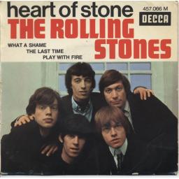 THE ROLLING STONES, heart of stone + what a shame, B side the last time + play with fire, 457 066, 7" EP, mono