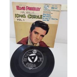 ELVIS PRESLEY, king creole vol.1, side A king creole, new orleans, side B as long as i have you, lover doll, RCX 117, PICTURE SLEEVE, 7'' EP