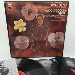 Saint-Saëns : Aldo Ciccolini (Piano) Orchestre De Paris Conducted By Serge Baudo ‎– The Five Piano Concertos, SLS 802, 3x12" LP, box set