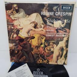 Régine Crespin, Ravel / Berlioz, L'Orchestre De La Suisse Romande, Ernest Ansermet ‎– Shéhérazade / Nuits D'Été, SXL 6081, 12" LP