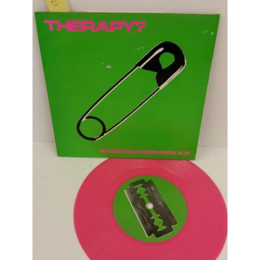 THERAPY? shortsharpshock e.p, limited edition pink vinyl, 7 inch single, AM 208