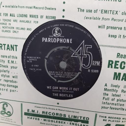 THE BEATLES, we can work it out, B side day tripper, R 5389, 7" single