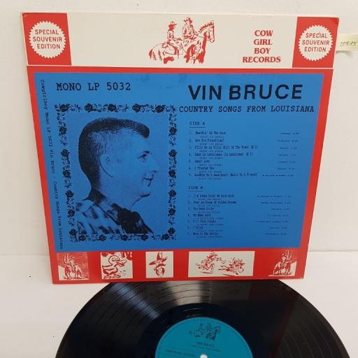 VIN BRUCE, country songs from louisiana, LP 5032, 12" LP, compilation, mono