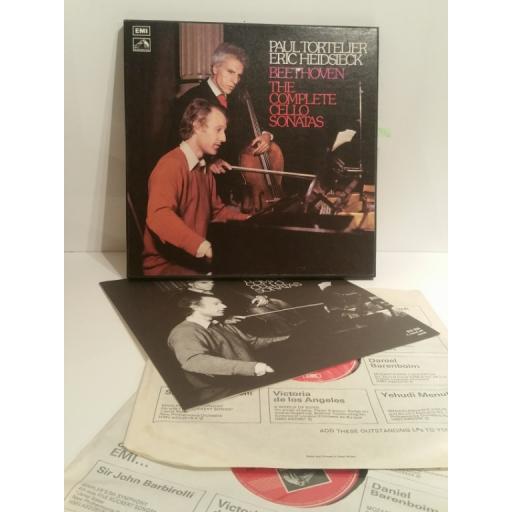 Beethoven The Complete Cello Sonatas performed by Tortelier, Heidsieck. EMI stereo 2 LP box set SLS 836
