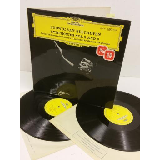 BEETHOVEN, HERBERT VON KARAJAN, BERLIN PHILHARMONIC ORCHESTRA symphonies nos. 8 and 9, 2 x lp, gatefold, SLPM 2707 013