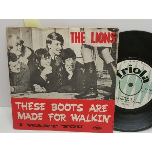 THE LIONS these boots are nmade for walkin' & I want you 7 inch PICTURE SLEEVE TD 299