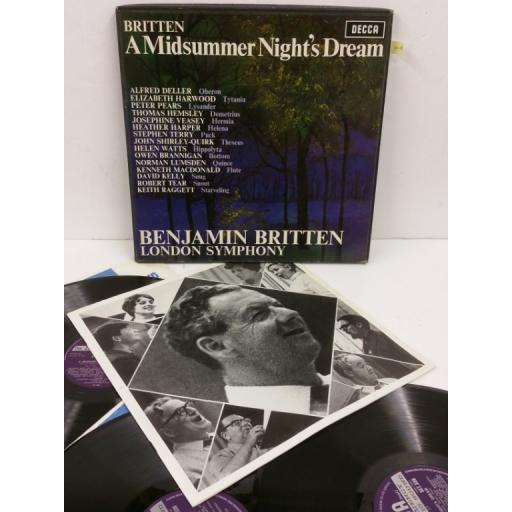 BENJAMIN BRITTEN, LONDON SYMPHONY a midsummer's night dream, libretto, 3 x lp, SET 338-40
