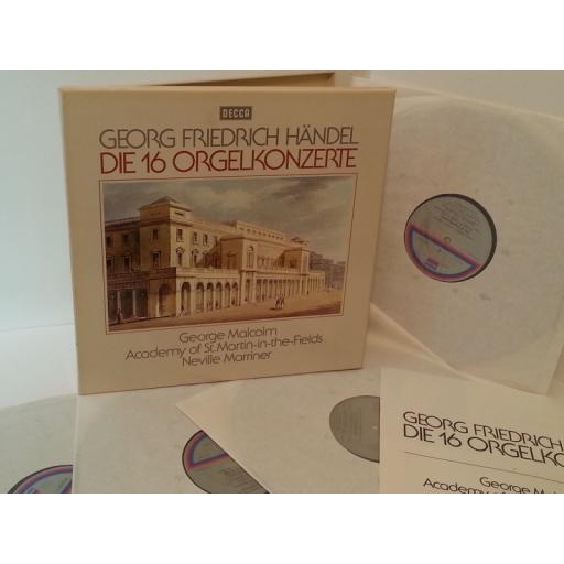 GEORG FRIEDRICH HANDEL, GEORGE MALCOLM, ACADMEY OF ST MARTIN IN THE FIELDS, NEVILLE MARRINER die 16 orgelkonzerte, 4 x lp boxset, 6.35343, booklet