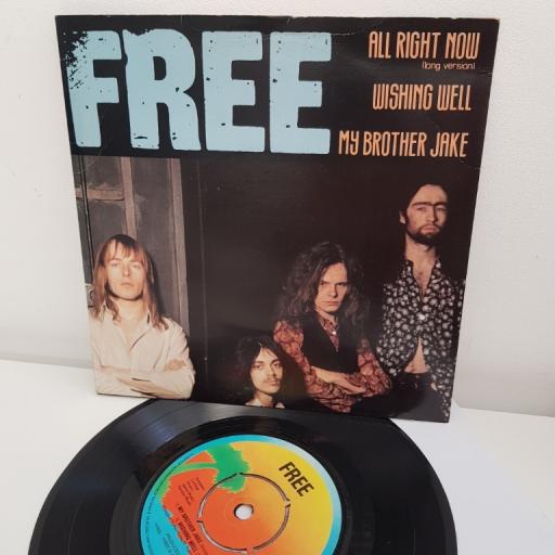 FREE, all right now, B side my brother jake and wishing well, IEP 6, 7" single