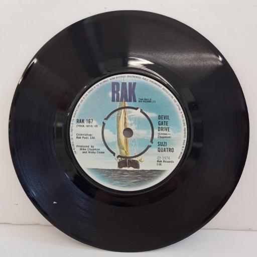 SUZI QUATRO, devil gate drive, B side in the morning, RAK 167, 7" single