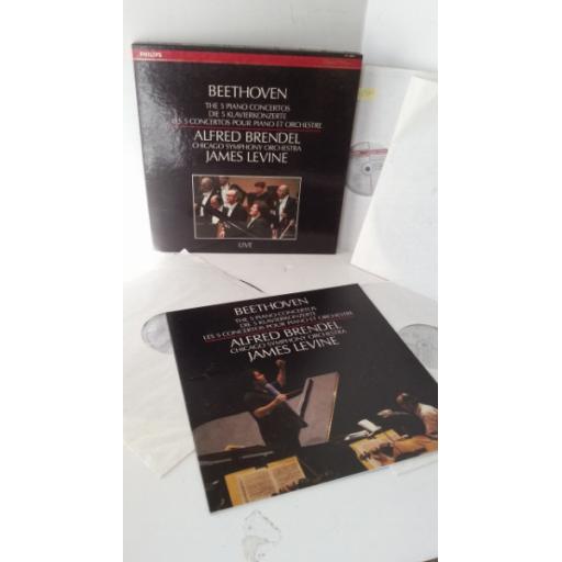 BEETHOVEN, ALFRED BRENDEL, JAMES LEVINE, CHICAGO SYMPHONY ORCHESTRA the five piano concertos (live), 4 x lp, boxset with booklet, 411 189-1