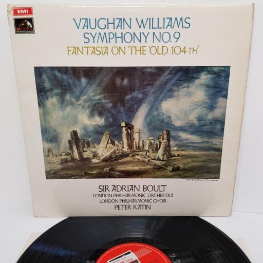 Vaughan Williams, Sir Adrian Boult, London Philharmonic Orchestra, London Philharmonic Choir, Peter Katin ‎– Symphony No. 9 / Fantasia On The 'Old 104th', ASD 2581, 12" LP