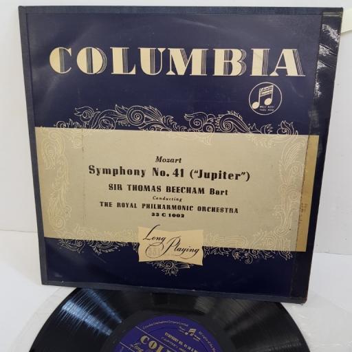 MOZART, SIR THOMAS BEECHAM, THE ROYAL PHILHARMONIC ORCHESTRA, symphony no. 41 ("jupiter"), 33 C 1002, 10" LP
