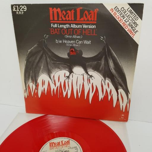 MEATLOAF, bat out of hell, B side heaven can wait, EPC 12-7018, 12" single, BLOOD RED VINYL