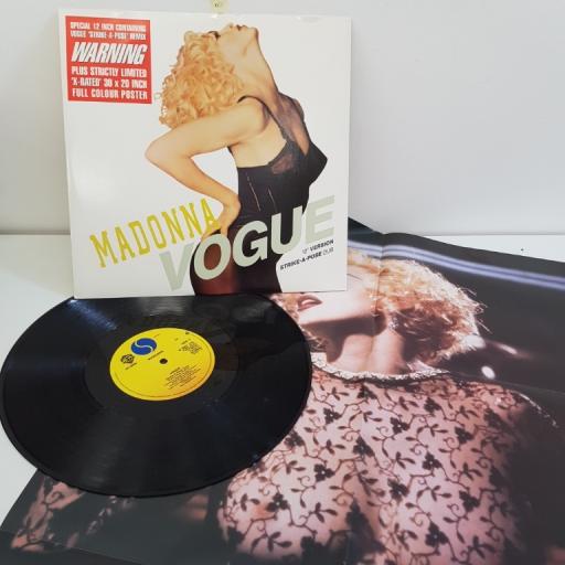 MADONNA, vogue, WITH X-RATED LIMITED EDITION POSTER 12" VERSION STRIKE-A-POSE DUB, W9851TX