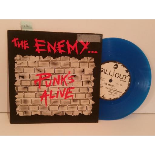 THE ENEMY punks alive. BLUE VINYL. 3 track 7 inch EP picture sleeve. FALL004