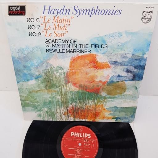 Haydn, Neville Marriner, Academy Of St. Martin-In-The-Fields ‎– Haydn Symphonies No. 6 “Le Matin”, No. 7 “Le Midi”, No. 8 “Le Soir”, 6514 076, 12" LP