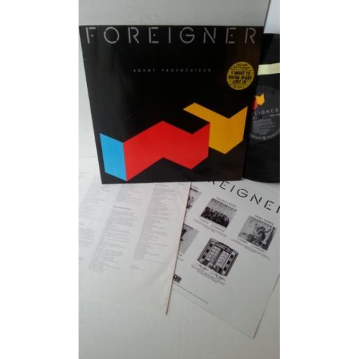 FOREIGNER agent provocateur, 781 999-1, advert insert, embossed sleeve