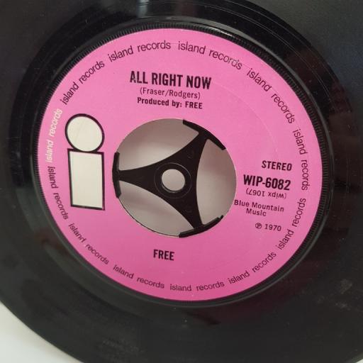 FREE, all right now, B side mouthful of grass, WIP-6082, 7" single