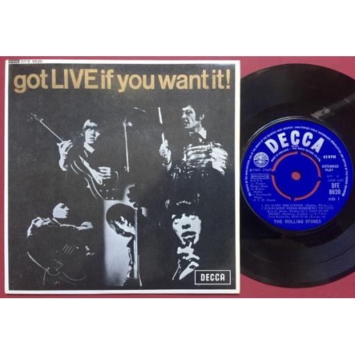 THE ROLLING STONES got live if you want it, PICTURE SLEEVE 7 inch single, DFE 8620