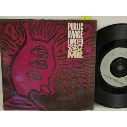 PUBLIC IMAGE LIMITED don't ask me, PICTURE SLEEVE, 7 inch single, VS 1231