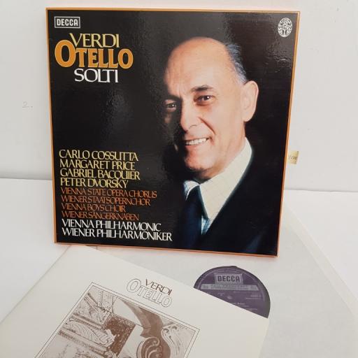 Verdi, Price, Cossutta, Bacquier, Wiener Philharmoniker, Solti ‎– Otello, D102D 3, 3x12" LP, box set
