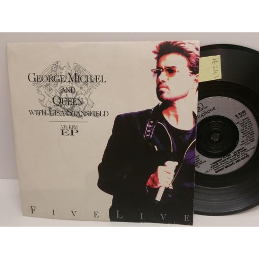 GEORGE MICHAEL AND QUEEN with LISA STANSFIELD five live 33 1/3 rpm EP uk 7 inch PICTURE SLEEVE r6340