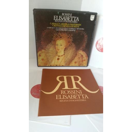 ROSSINI, AMBROSIAN SINGERS, LONDON SYMPHONY ORCHESTRA, GIANFRANCO MASINI elisabetta, regina d'inghilterra, 3 x lp, libretto, boxset, 6703 067