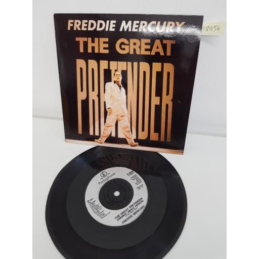 FREDDIE MERCURY, the great pretender single version, B side stop all the fighting, R 6336, 7" single