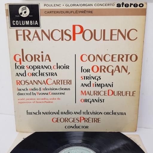 Francis Poulenc - Rosanna Carteri, Maurice Duruflé, Georges Prêtre, French National Radio And Television Orchestra ‎– Gloria/ Concerto For Organ, SAX 2445, 12 inch LP