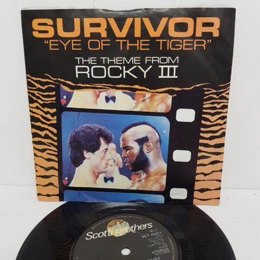 SURVIVOR, eye of the tiger, B side take you on a saturday, SCT A2411, 7" single
