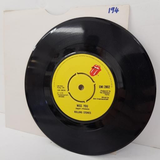 ROLLING STONES, miss you, B side faraway eyes, EMI 2802, 7" single
