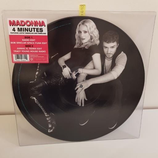 MADONNA, featuring JUSTIN TIMBERLAKE & TIMABLAND, 4 minutes, 12" PICTURE DISC, SIDE 1 radio edit + bob sinclair space funk edit, SIDE 2 junkie XL remix edit & tracy young house radio, W803T