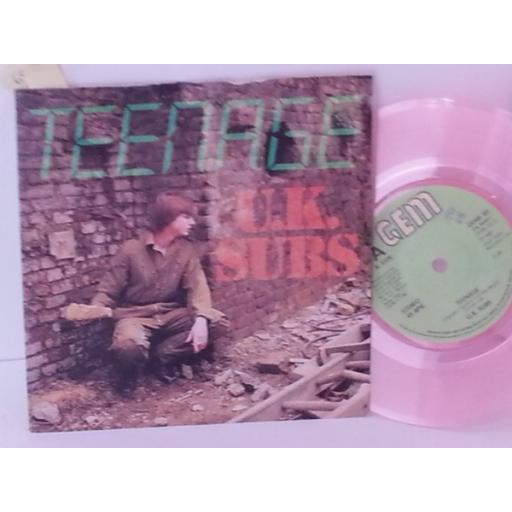 UK SUBS teenage, 7 inch single, pink vinyl, GEMS 30