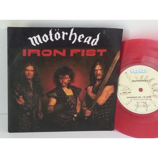 MOTORHEAD iron fist, 7 inch single, red vinyl, BRO 146