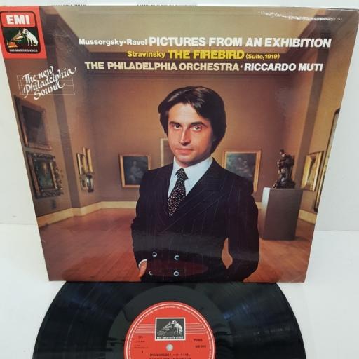 Mussorgsky - Ravel / Stravinsky — The Philadelphia Orchestra · Riccardo Muti ‎– Pictures At An Exhibition / The Firebird (Suite, 1919), ASD 3645, 12" LP