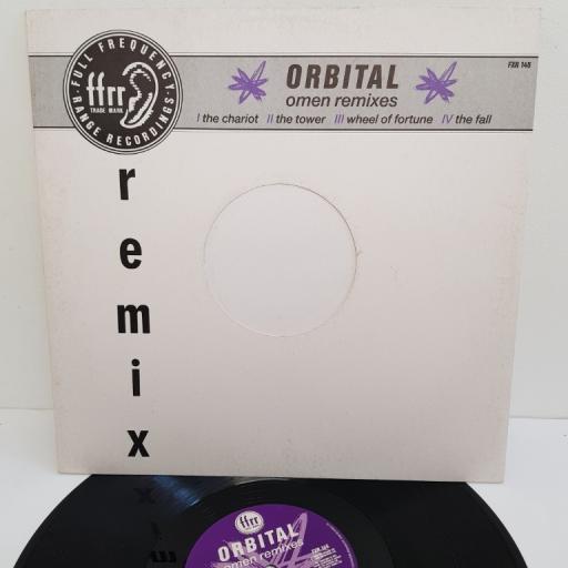 ORBITAL - OMEN REMIXES, (the chariot) and (the tower), B side (wheel of fortune) and (the fall), FXR 145, 12" single
