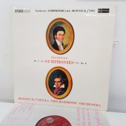 BEETHOVEN, VIENNA PHILHARMONIC ORCHESTRA, PIERRE MONTEUX - Symphonies 1 & 8, 12 inch LP, LSC-2491, red label with silver font
