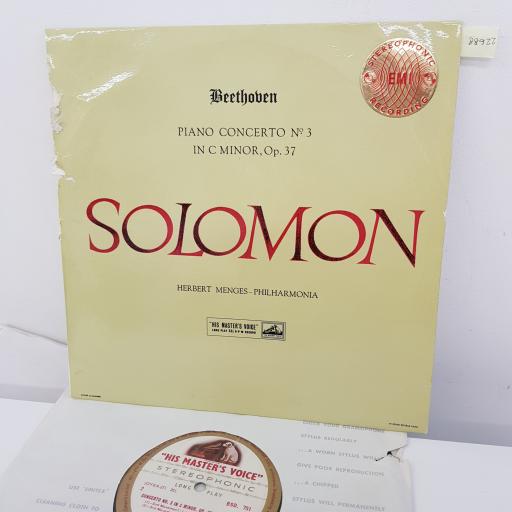 BEETHOVEN, SOLOMON, HERBERT MENGES, PHILHARMONIA ORCHESTRA - Piano Concerto No. 3 in C minor, Op.37, 10 inch , BSD.751. White label with gold ring - 1st press