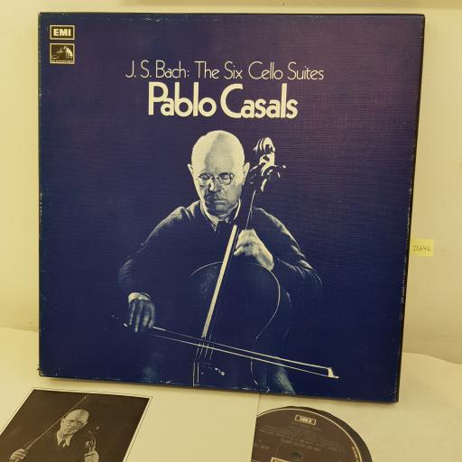 J.S.BACH: PABLO CASALS - The Six Cello Suites, 3x12 inch LP, RLS 712, brown/cream/silver 'postage stamp' labels