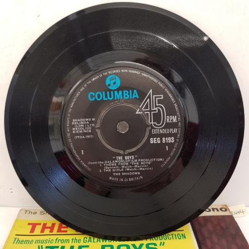 THE SHADOWS - Theme Music From 'The Boys', 7"EP, SEG 8193, black label with Columbia in blue font