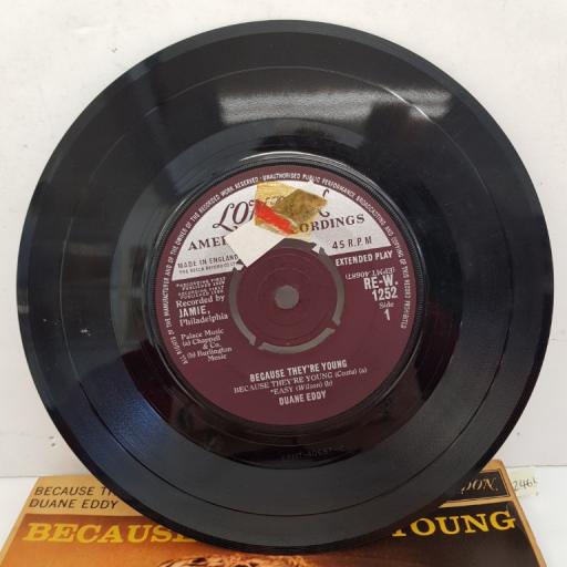 DUANE EDDY - Because They're Young, 7"EP, MONO, RE-W 1252, purple/silver label
