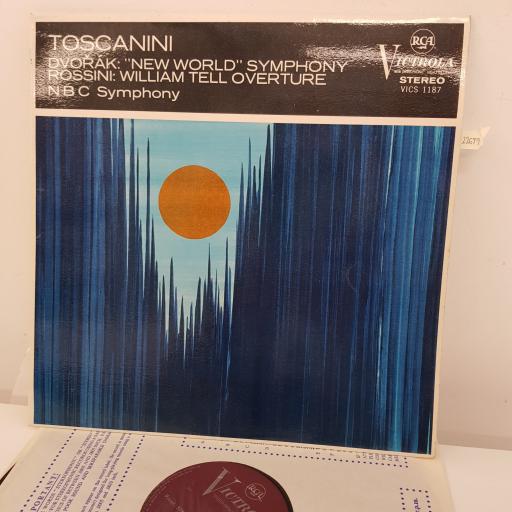 DVORAK, ROSSINI, NBC SYMPHONY, TOSCANINI - 'New World' Symphony, Tell Overture, 12 inch LP, VICS 1187, red label with silver font - 1st press