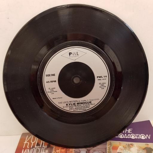 KYLIE MINOGUE - The Locomotion, B side - I'll Still Be Loving You, 7" single, PWL 14, silver label with black font