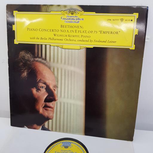 BEETHOVEN, WILHELM KEMPFF, BERLIN PHILHARMONIC ORCHESTRA, FERDINAND LEITNER - Piano Concerto No. 5 in E flat, Op. 73 'Emperor', 12 inch LP, LPM 18777, yellow label - 1st press