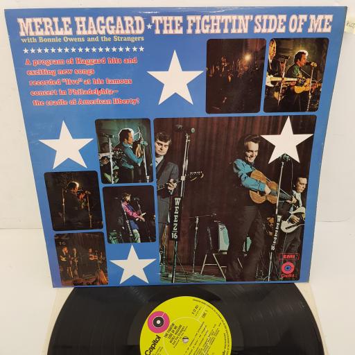 MERLE HAGGARD AND THE STRANGERS WITH BONNIE OWENS - The Fightin' Side Of Me, 12 inch LP, E-ST 451, green label