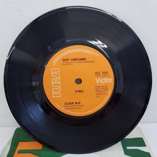 BUFFY SAINTE-MARIE - Soldier Blue, B side - Moratorium (Bring Our Brother's Home), 7"single, solid centre, orange label, RCA 2081